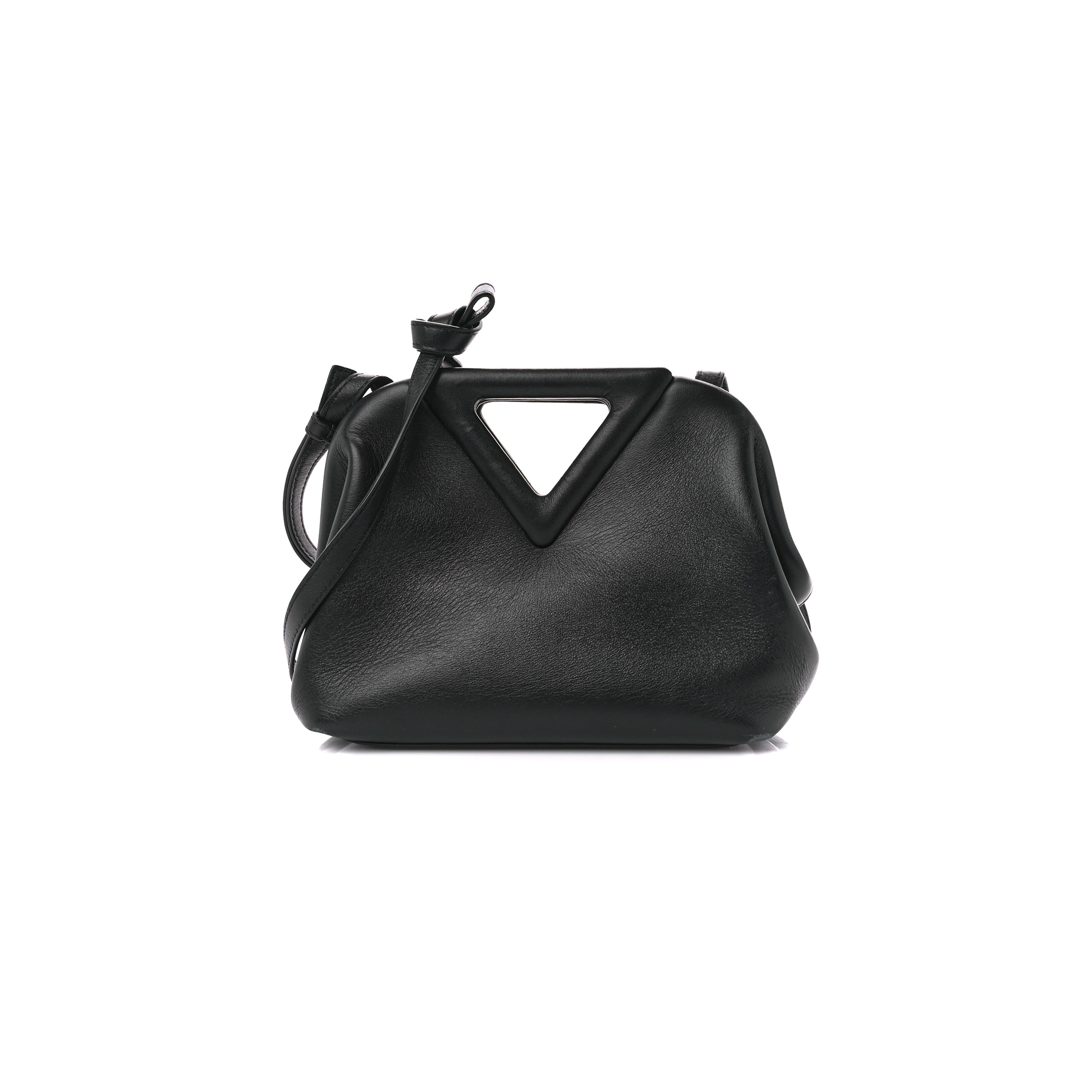 BOTTEGA VENETA CALFSKIN SMALL THE POINT TRIANGLE BAG BLACK (20*17*8cm)