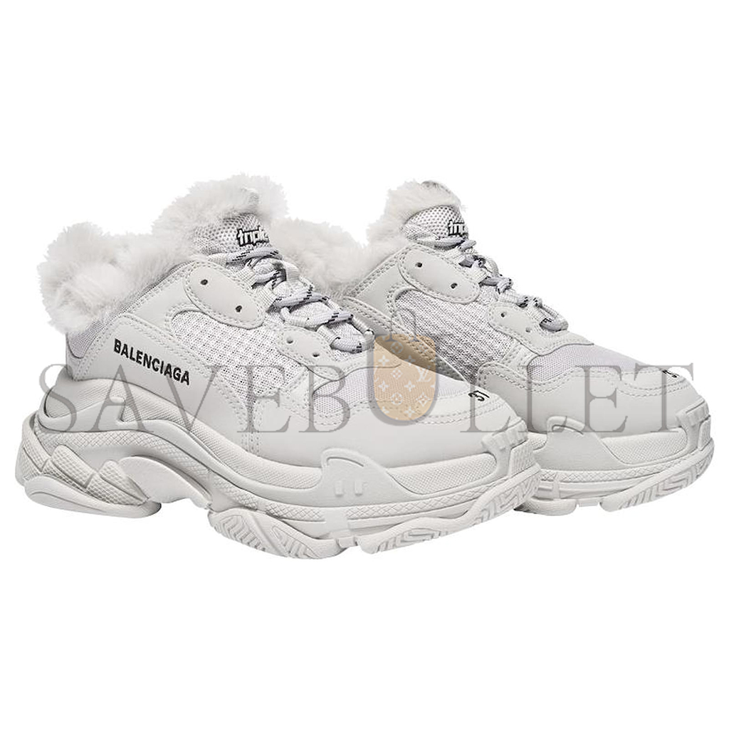 BALENCIAGA TRIPLE S FUR SNEAKERS IN WHITE CANVAS 668563W3CQ51210