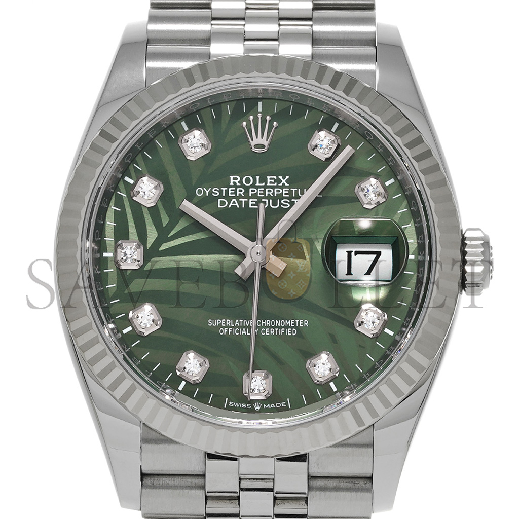 ROLEX DATEJUST OLIVE GREEN PALM THEME 41MM WATCH 126234-0055