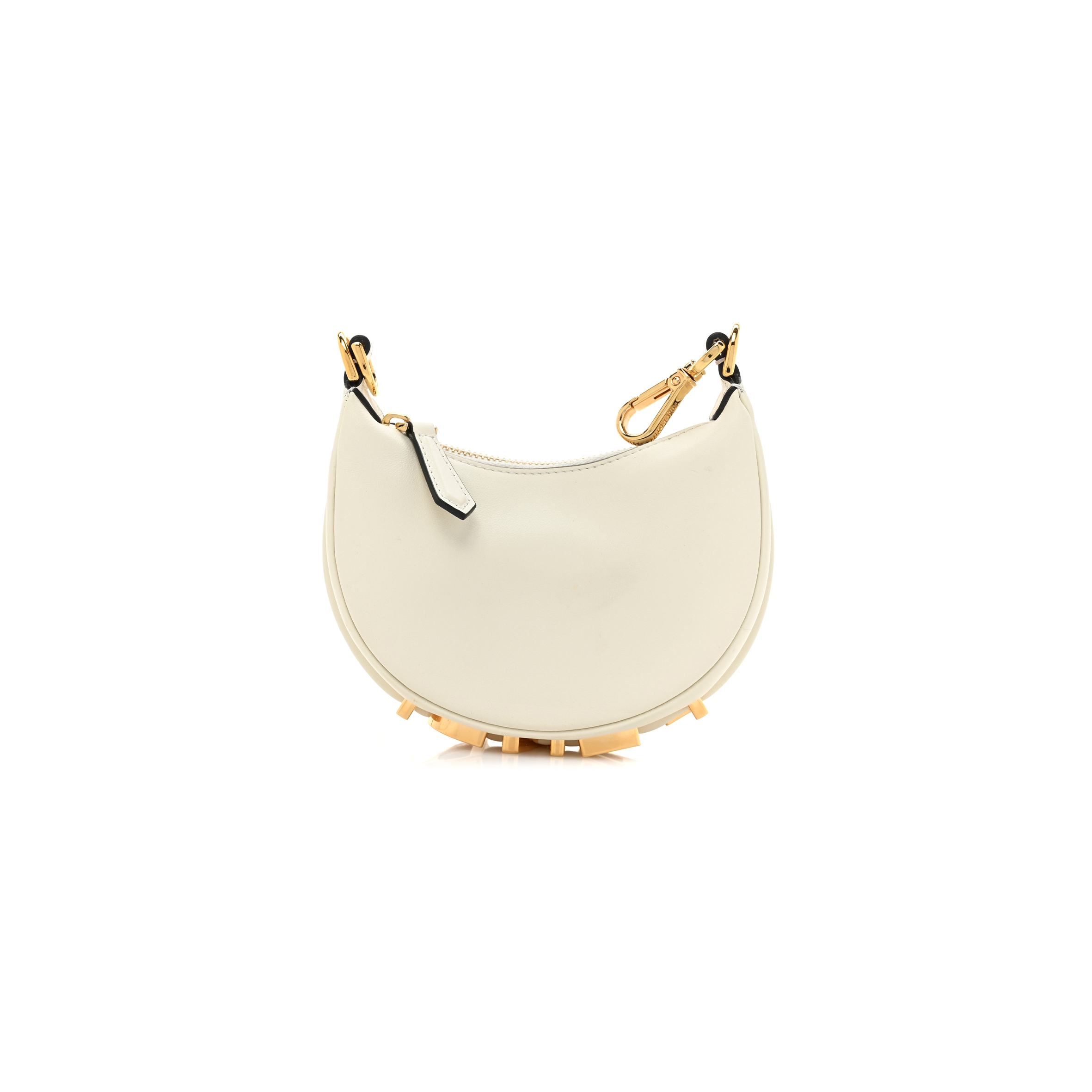 FENDI VITELLO GRACE MATTE NANO FENDIGRAPHY HOBO CHARM WHITE ICE (15*11*5cm)