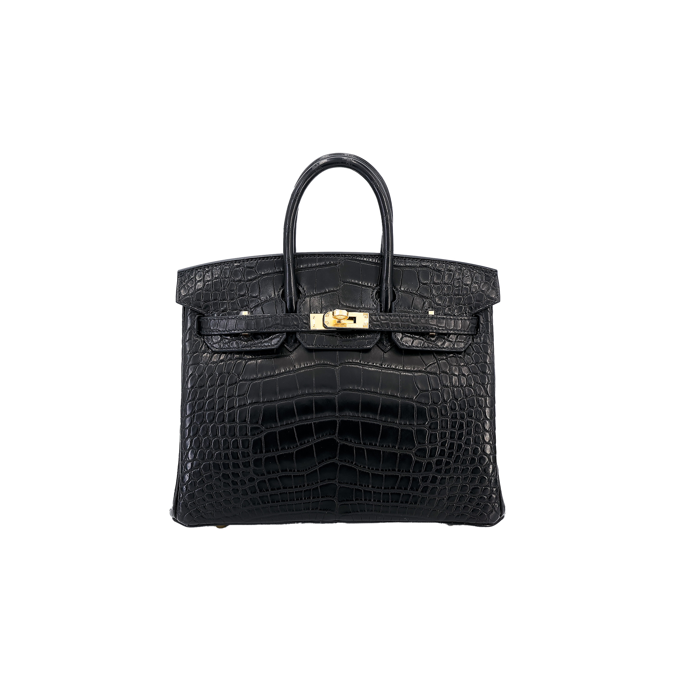 HERMES MASTER BIRKIN 25 89 BLACK ALLIGATOR MATTE GOLD BUCKLE BAG 8222496586 (25*20*13cm)