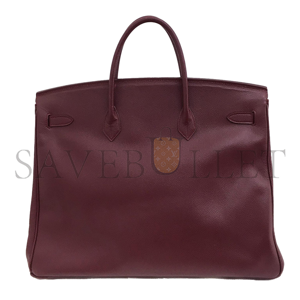 HERMES BIRKIN 40 EPSOM ROUGE BORDEAUX RED SILVER BUCKLE BAG 150223488182 (40*30*21cm)