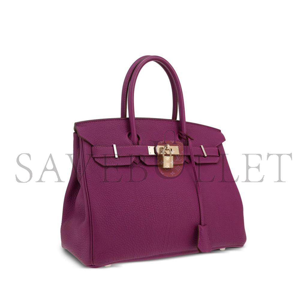 HERMÈS BIRKIN 30 TOGO LEATHER ROSE PURPLE SILVER BUCKLE 26599473 (30*23*15cm)