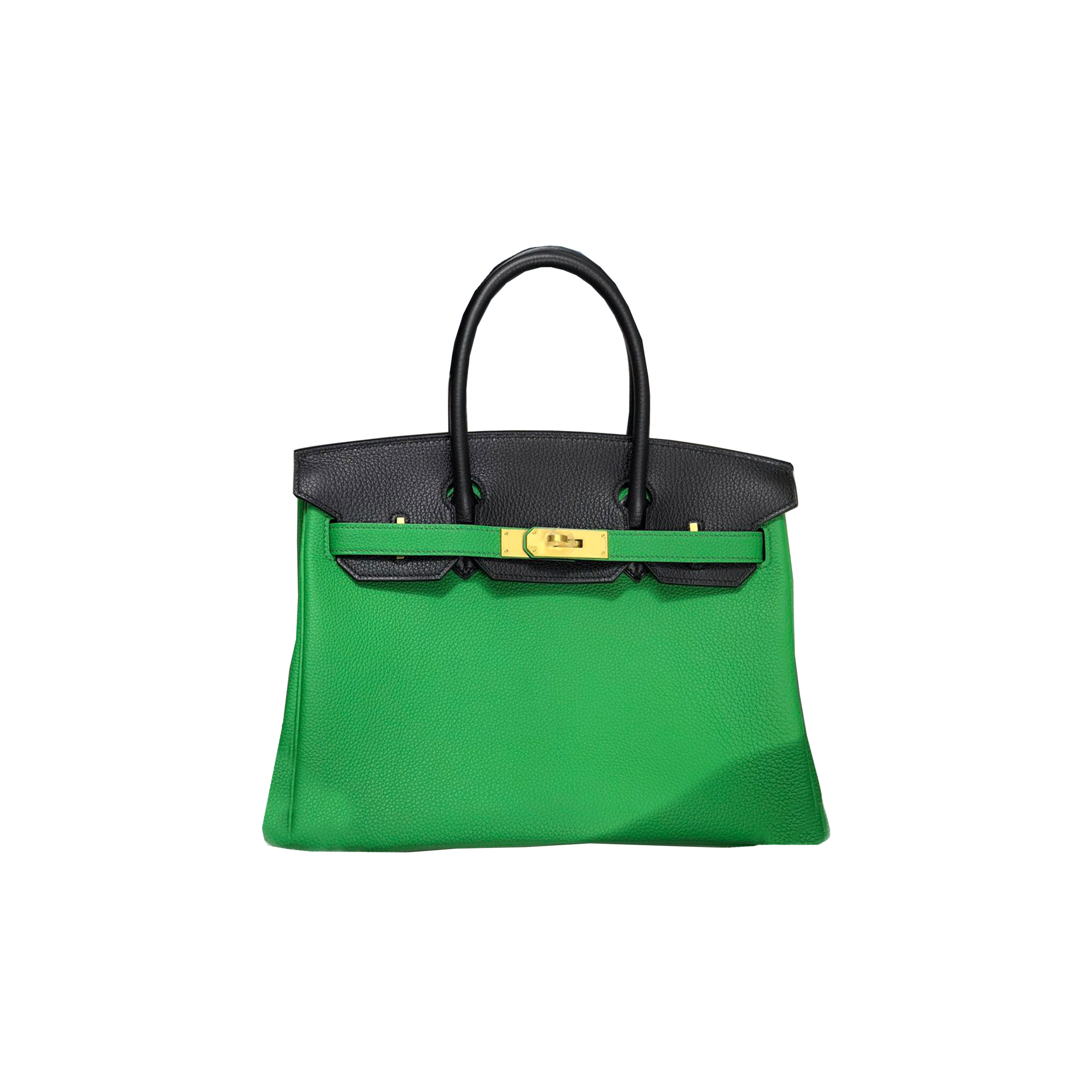 HERMES BIRKIN 30 TOGO LEATHER BAMBOO GREEN WITH BLACK GOLD BUCKLE BK251K10SWGP (30*23*15cm)