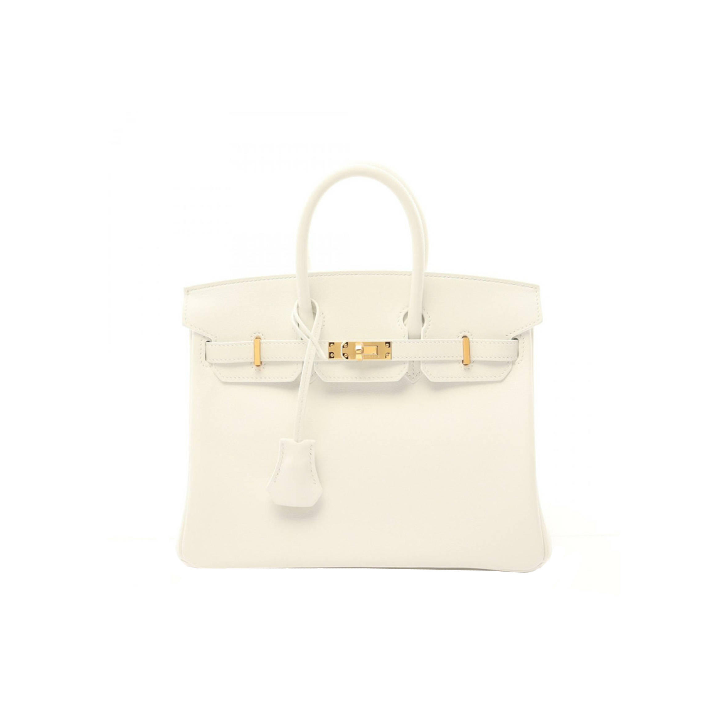 HERMES BIRKIN 25 TOGO LEATHER MILKSHAKE WHITE WITH AGATE BLUE LINING AND GOLD BUCKLE HANDBAG 2104102324847 (25*20*13cm)