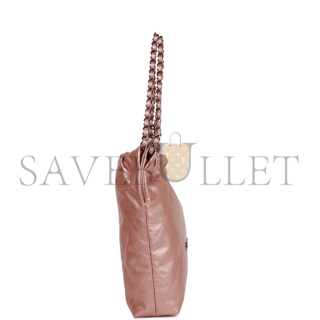 CHANEL SMALL 22 BAG COPPER CALFSKIN ROSE GOLD HARDWARE (37*35*7cm)