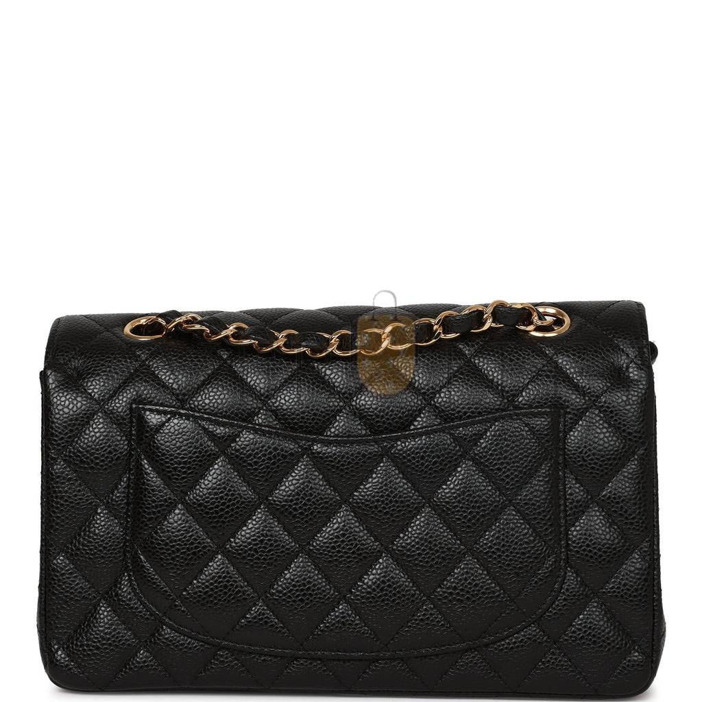 CHANEL SMALL CLASSIC DOUBLE FLAP BAG BLACK CAVIAR GOLD HARDWARE (23*15*6cm)