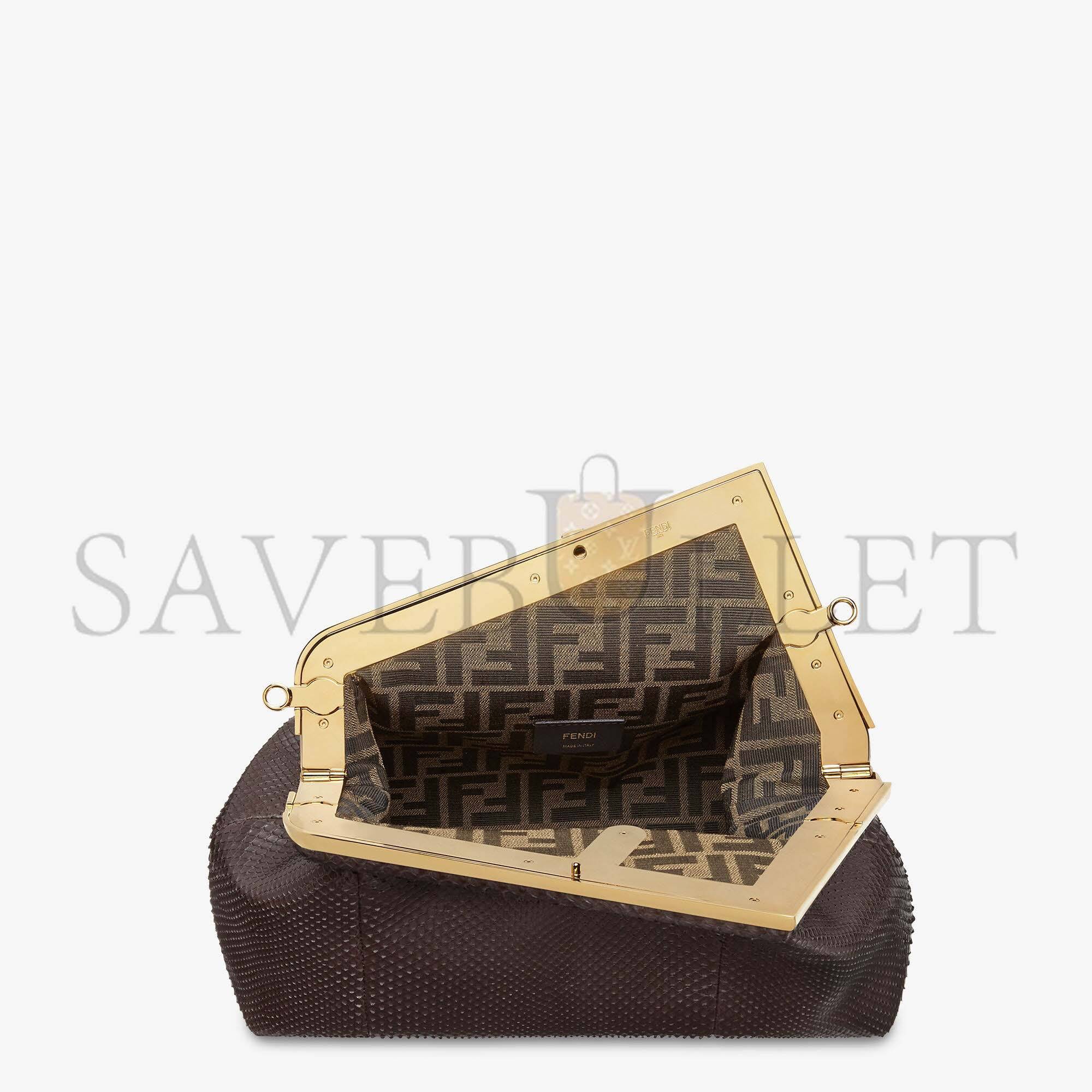 FENDI FIRST MEDIUM - DARK BROWN PYTHON LEATHER BAG 8BP127AHN2F12G2 (32.5*23.5*15cm)