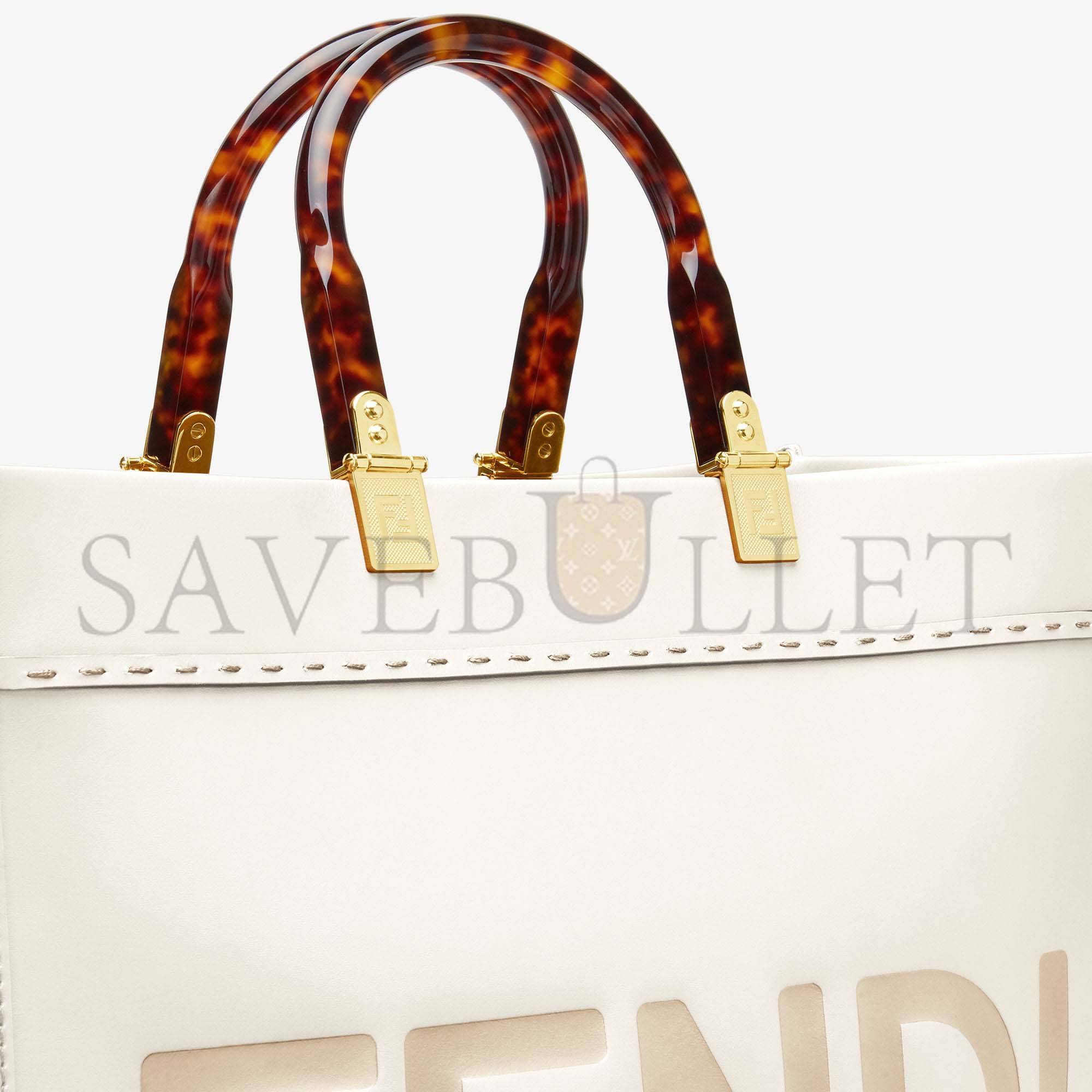 FENDI SUNSHINE MEDIUM - WHITE LEATHER SHOPPER 8BH386ABVLF0K7E (35*31*17cm)