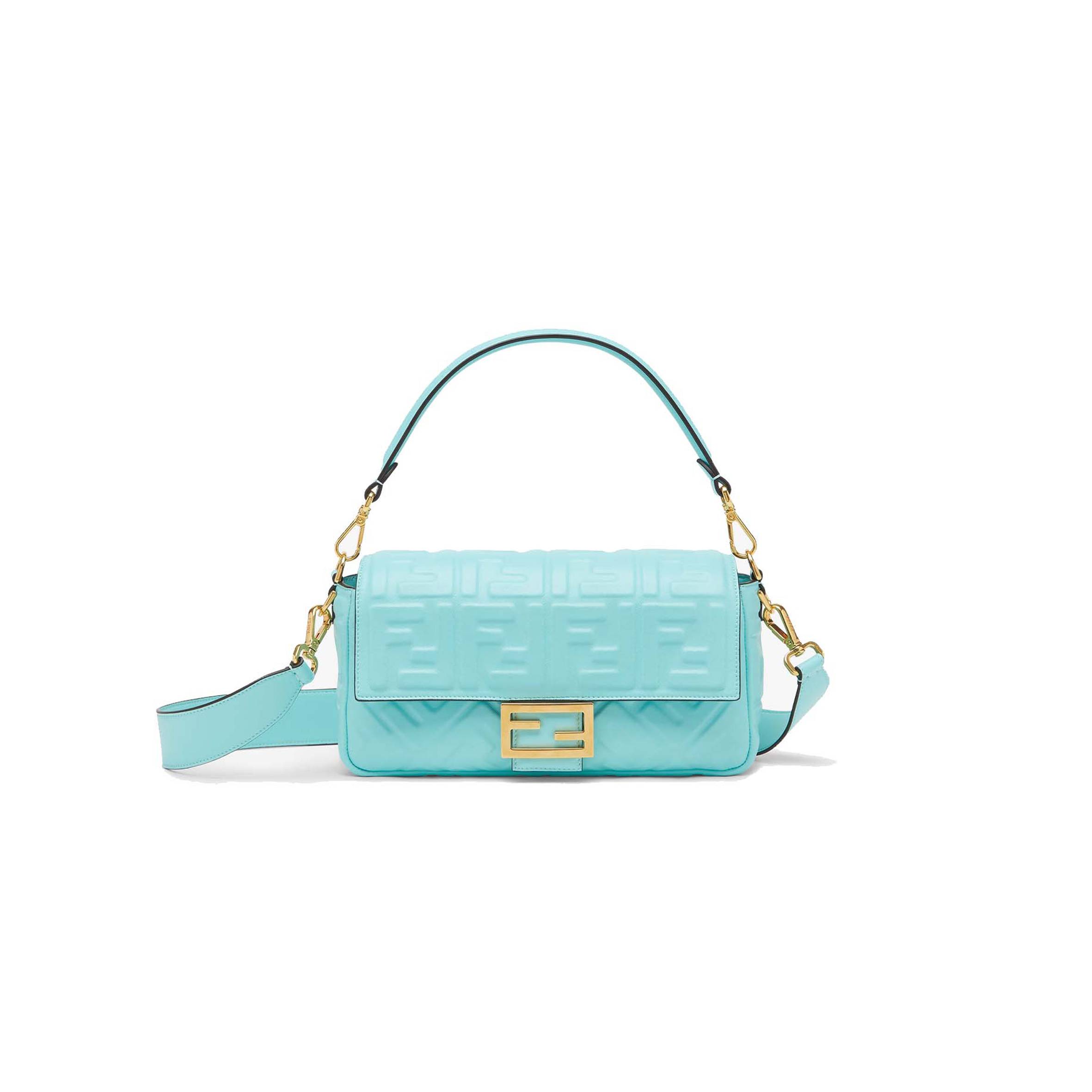 FENDI BAGUETTE - TURQUOISE NAPPA LEATHER BAG 8BR600A72VF1JTY (27*15*6cm)