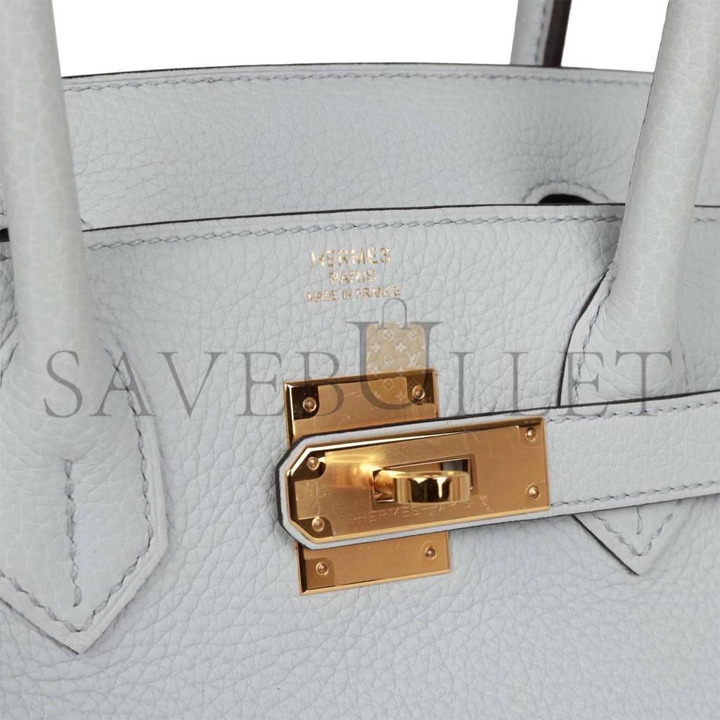 HERMES BIRKIN 30 BLEU PALE CLEMENCE GOLD HARDWARE (30cm)