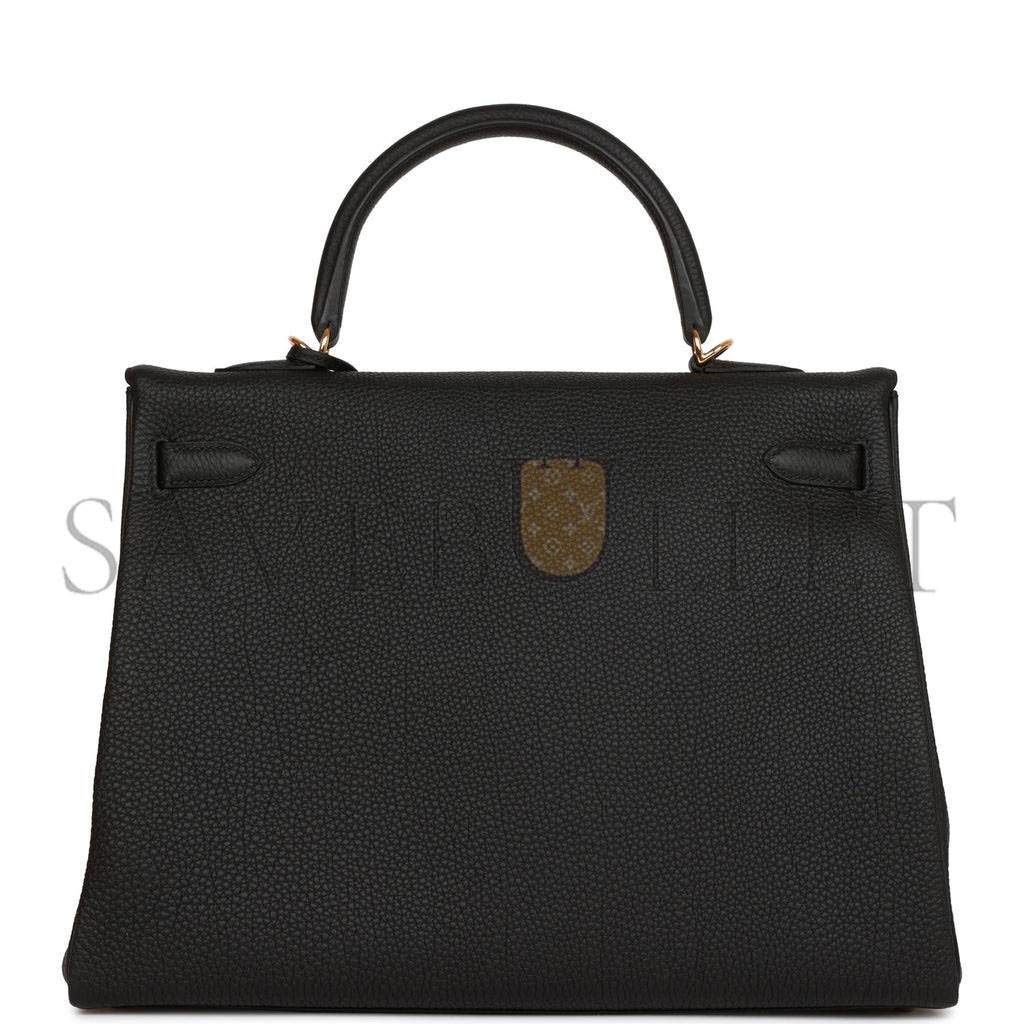 HERMES KELLY RETOURNE 35 BLACK TOGO GOLD HARDWARE (35*24*12cm)