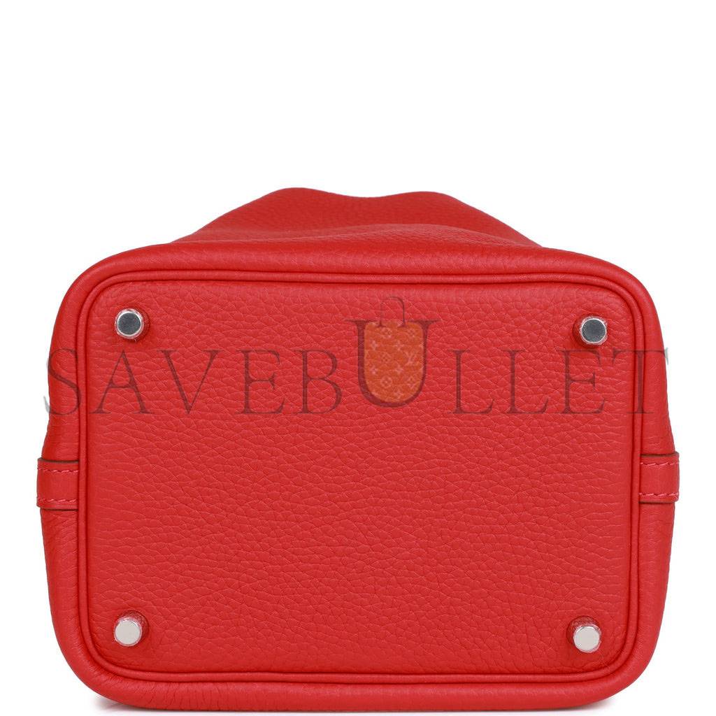 HERMES PICOTIN LOCK 18 VERMILLION CLEMENCE PALLADIUM HARDWARE (18*13*18cm)