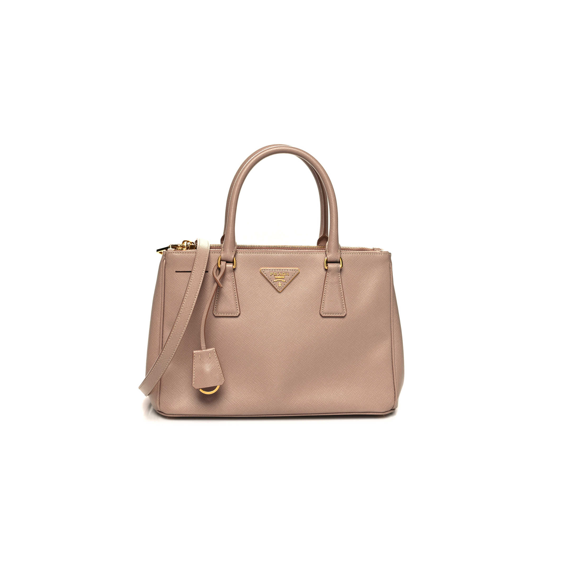 PRADA SAFFIANO SMALL GALLERIA DOUBLE ZIP TOTE CAMMEO (29*20*13cm)