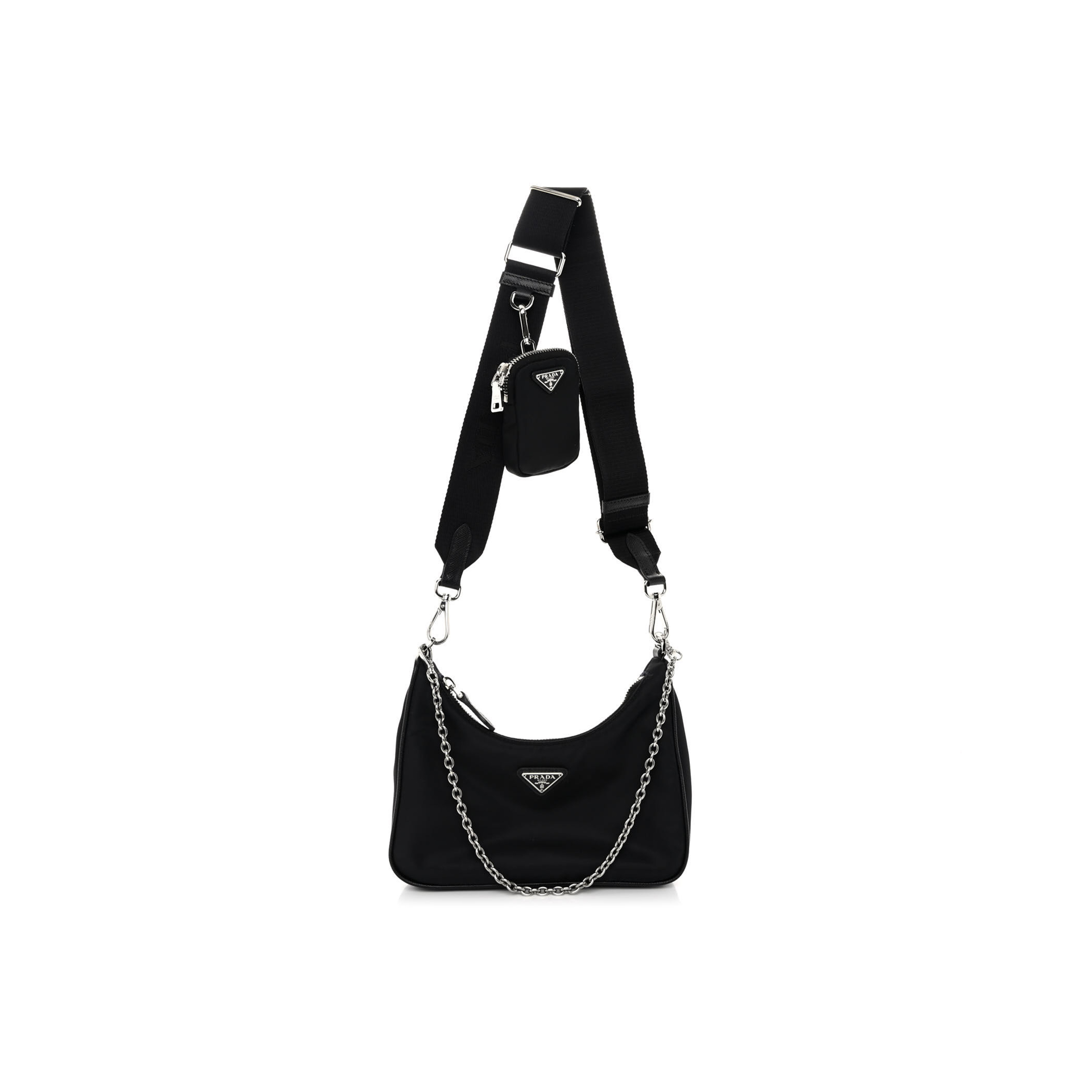 PRADA NYLON RE-EDITION 2005 SHOULDER BAG BLACK (23*14*8cm)