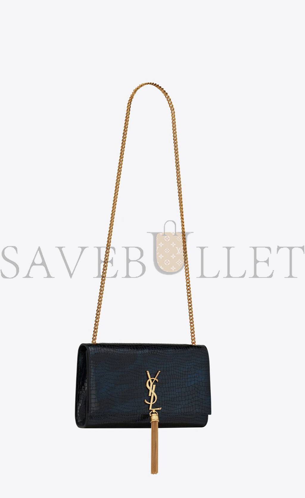 YSL KATE MEDIUM CHAIN BAG WITH TASSEL IN SHINY CROCODILE-EMBOSSED LEATHER 354119AAAY14083 (24*14.5*5.5cm)