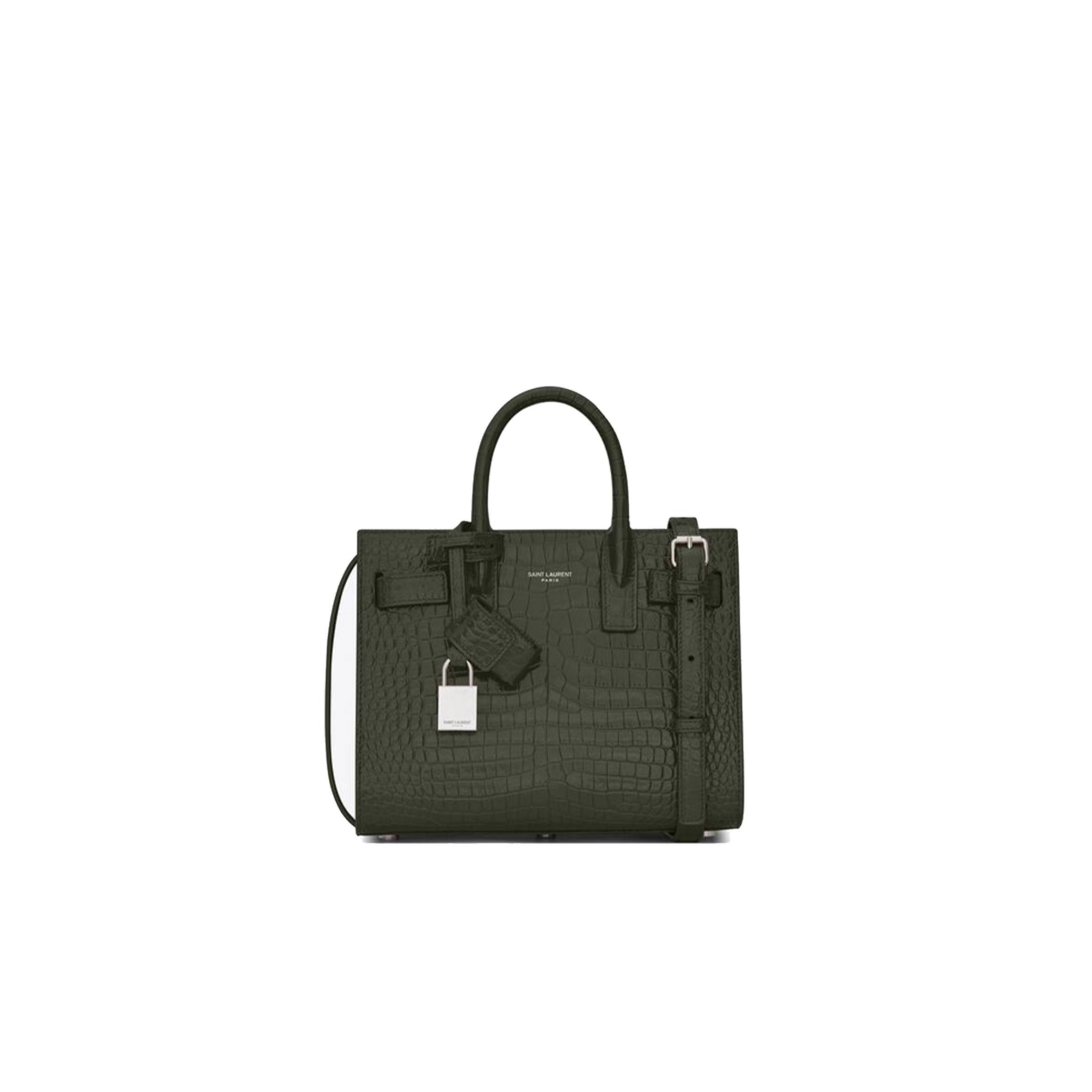 YSL SAC DE JOUR NANO IN EMBOSSED CROCODILE SHINY LEATHER 392035DND1N3045 (22*18*10.5cm)