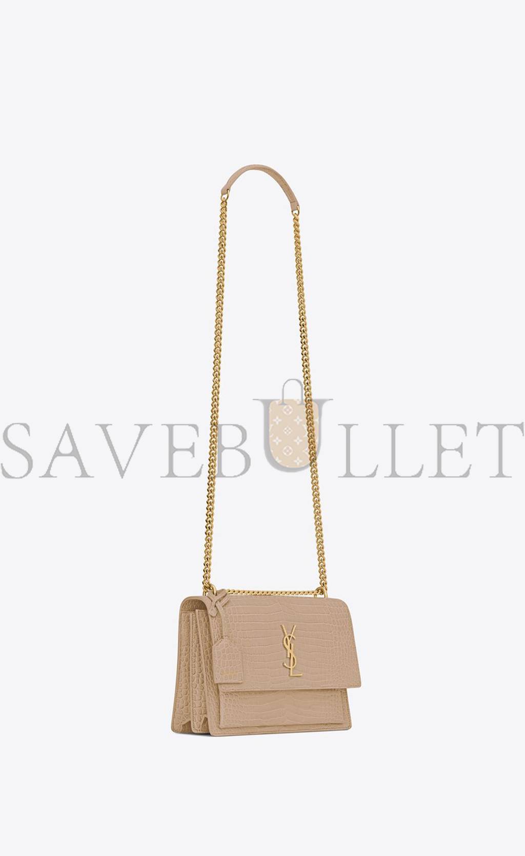 YSL SUNSET MEDIUM CHAIN BAG IN CROCODILE-EMBOSSED SHINY LEATHER 442906DND0J2721 (22*16*6.5cm)