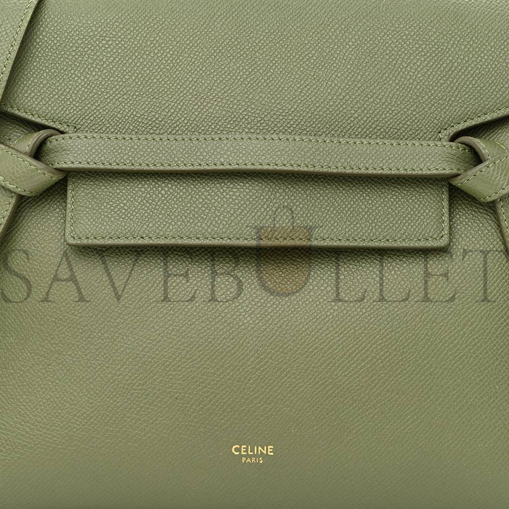 CELINE GRAINED CALFSKIN MICRO BELT BAG ARMY GREEN (23*22*13cm)