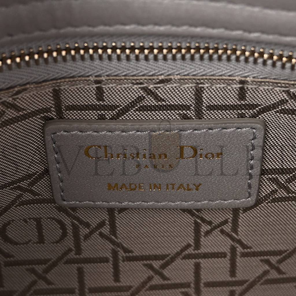 DIOR METALLIC LAMBSKIN CANNAGE MINI LADY DIOR GREY (17*15*7cm)